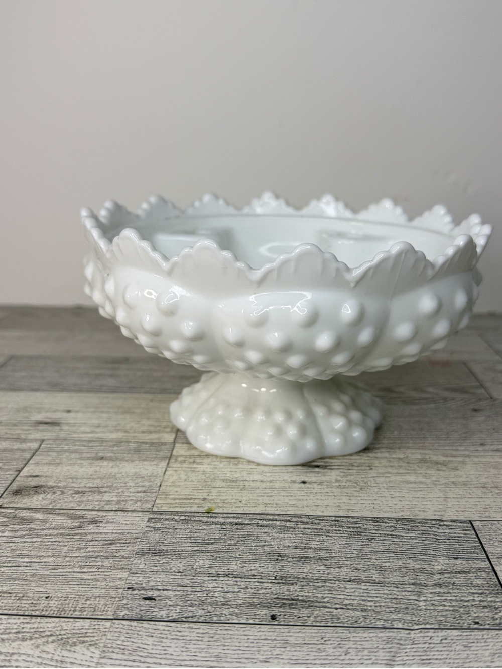 Fenton Hobnail Milk Glass centerpiece bowl